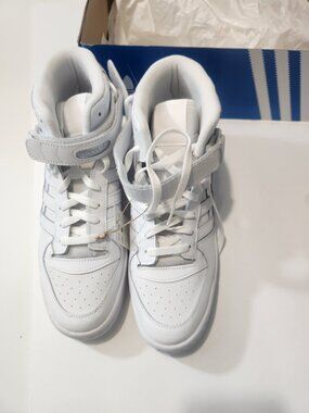 ADIDAS Forum Mid Retro Lifestyle & Basketball Sneakers All White Men's Size 9.5
